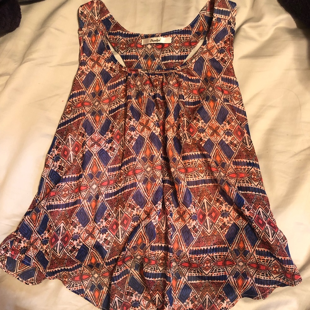 papaya flowy twist back tank